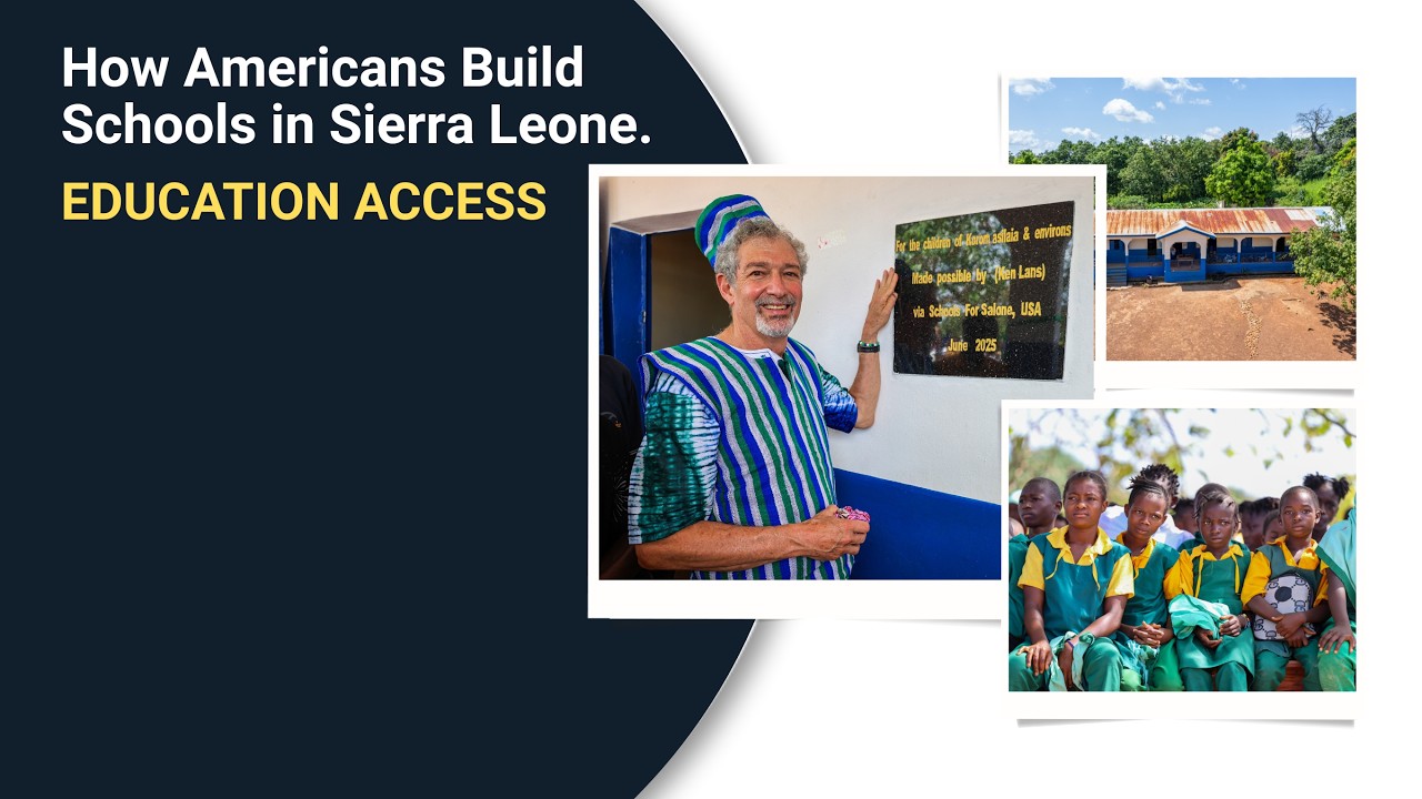 Students and supporters at the Koromasilaia school built in Falaba District, Sierra Leone.